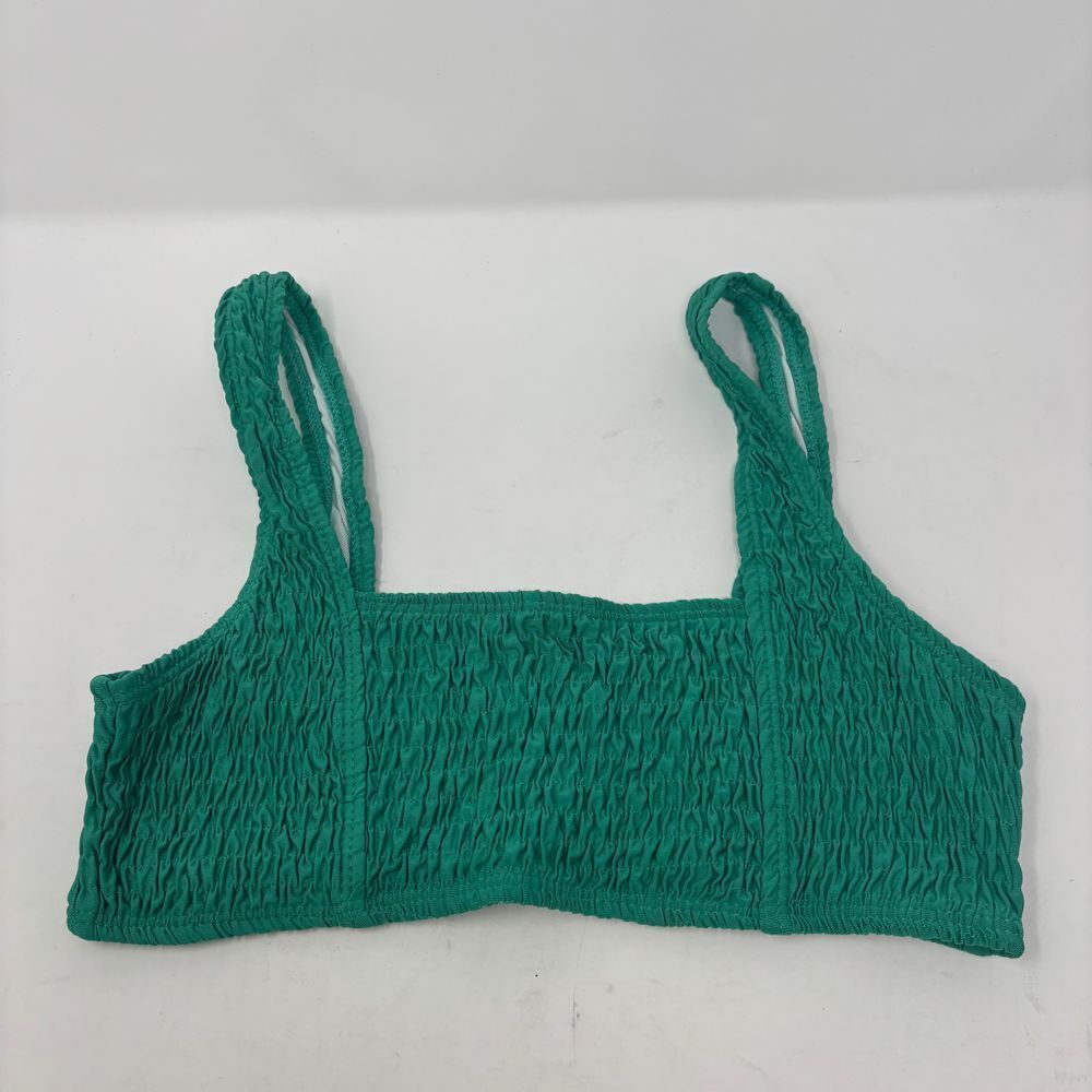 Missguided Bikini Top Women's Size 6 Green Crinkle‎ Square Neck Bathing Suit Top